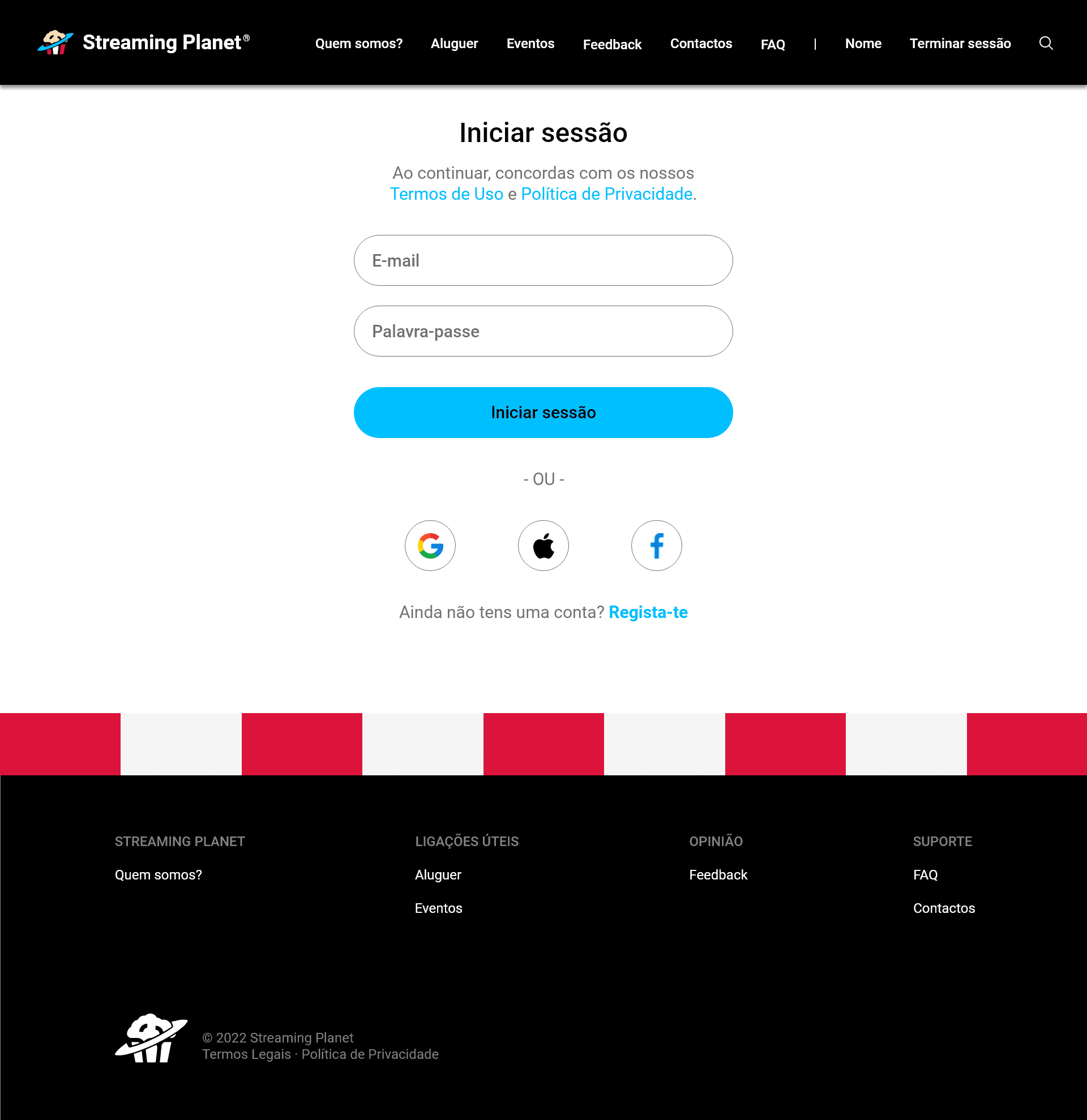 Login page