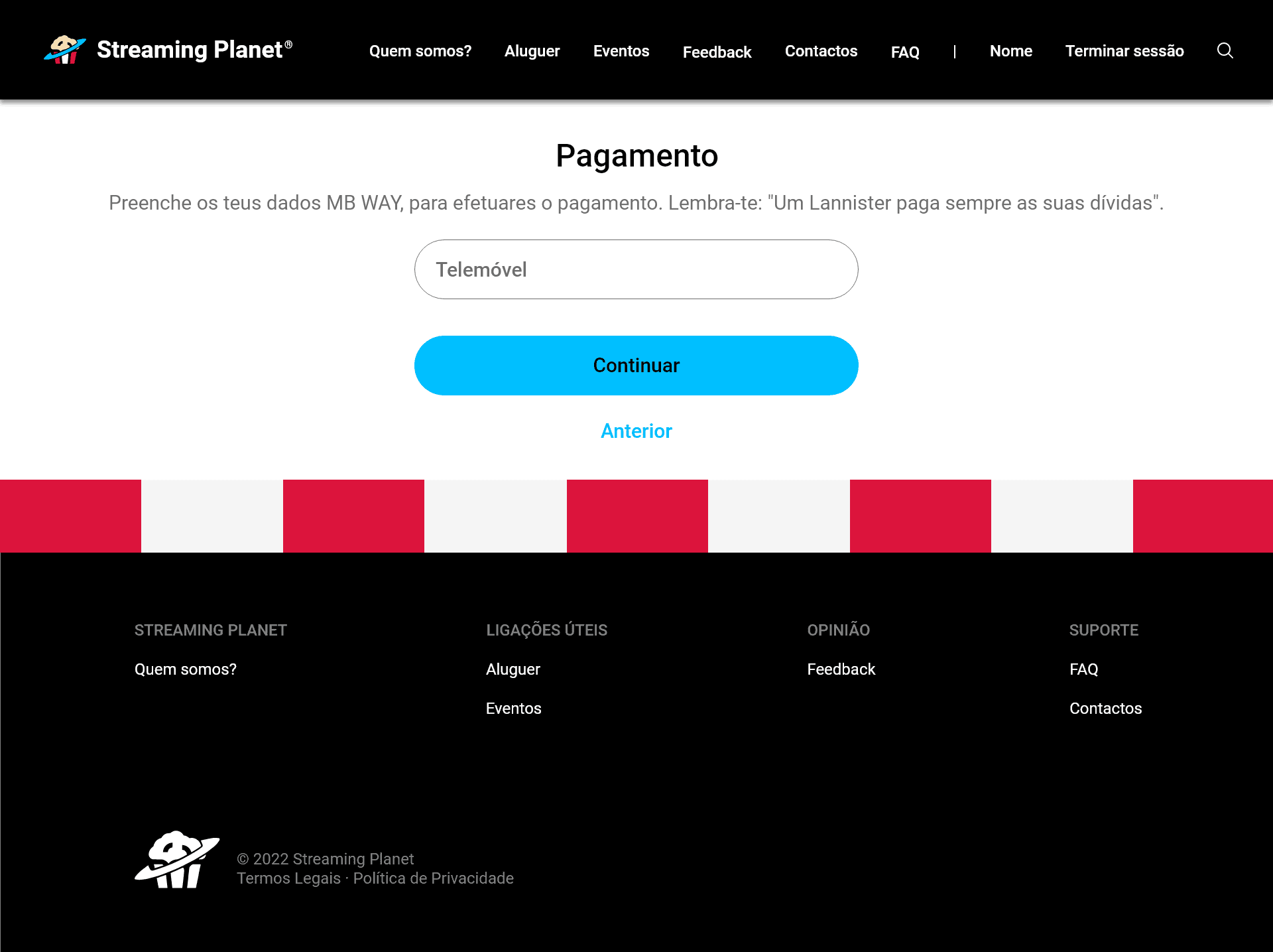 Login page